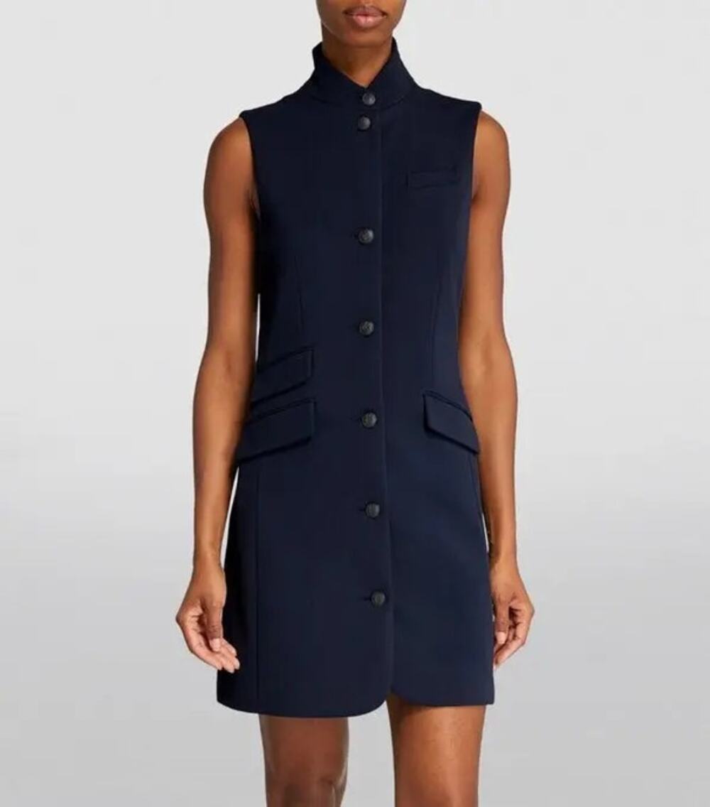 RAG & BONE Slade Twill 6 Navy Quiet Luxury Sleeveless Blazer Mini Dress